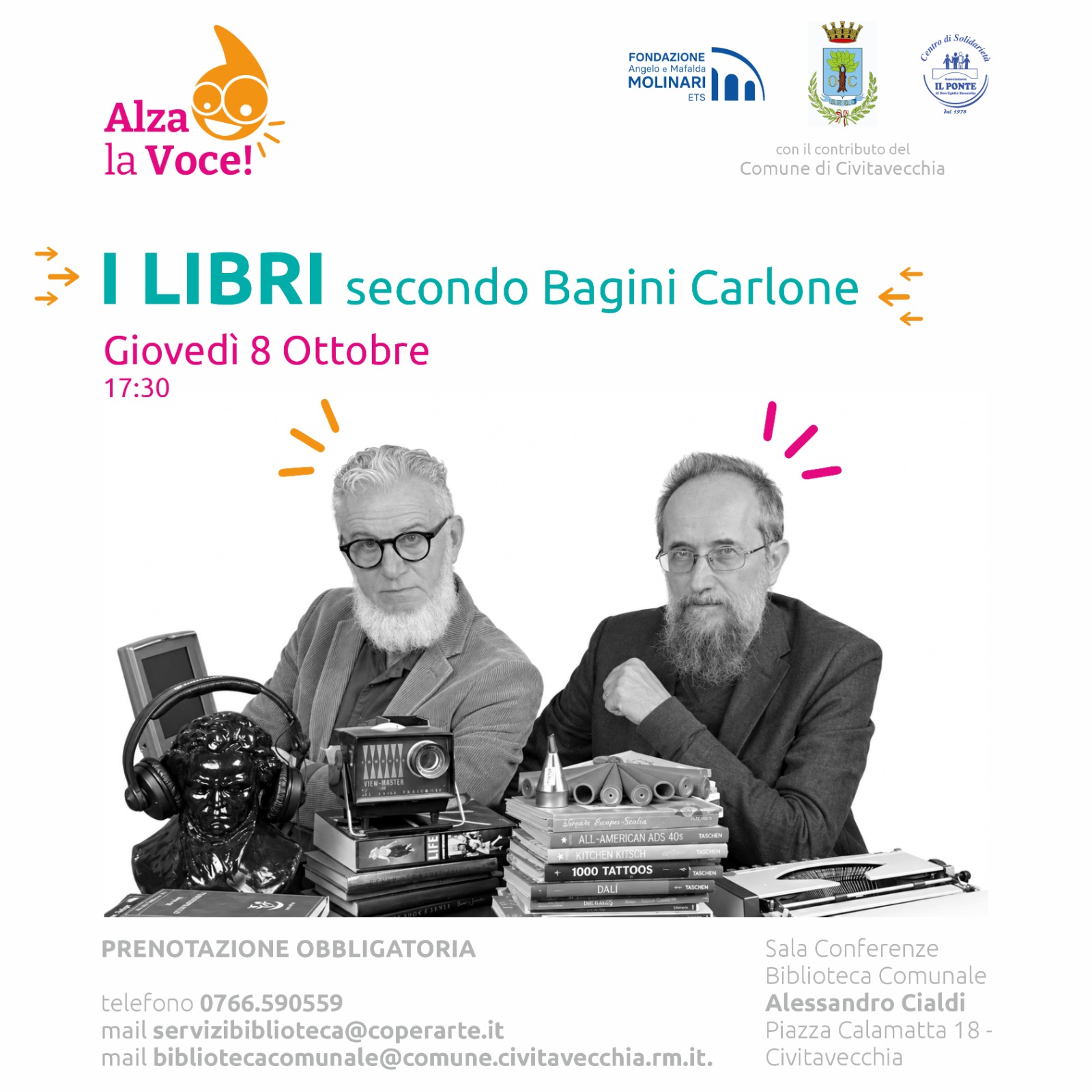I LIBRI secondo Bagini Carlone a Civitavecchia – spettacolo alla Biblioteca Cialdi