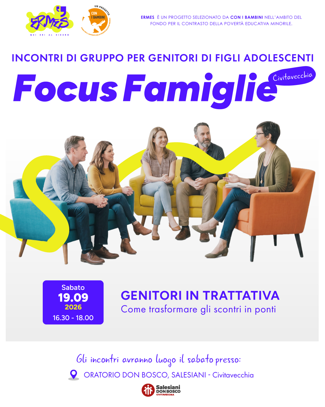 Focus Famiglie, incontri per genitori di adolescenti a Civitavecchia